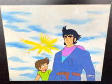 Load image into Gallery viewer, Great Mazinger - Original animation cel of Tetsuya Tsurugi and Shiro Kabuto, with master painted background