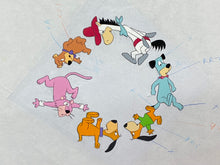 Load image into Gallery viewer, Original animation cel and drawing of Yogi Bear, Snagglepuss, Doggie Daddy & son, Huckleberry Hound and Quick Draw McGraw