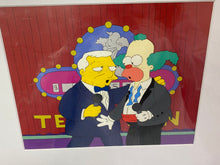 Load image into Gallery viewer, The Simpsons - Original animation cel of Krusty The Clown and Frank Sinatra, Episode: 'Black Widower' (1992)