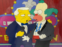 Load image into Gallery viewer, The Simpsons - Original animation cel of Krusty The Clown and Frank Sinatra, Episode: 'Black Widower' (1992)