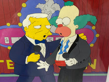 Load image into Gallery viewer, The Simpsons - Original animation cel of Krusty The Clown and Frank Sinatra, Episode: 'Black Widower' (1992)