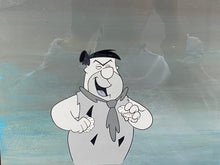 Load image into Gallery viewer, The Flintstones - Original animation cel and drawing of Frederick "Fred" Flintstone, with painted background