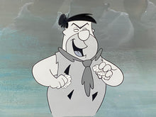 Load image into Gallery viewer, The Flintstones - Original animation cel and drawing of Frederick "Fred" Flintstone, with painted background