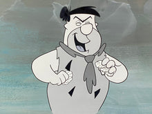 Load image into Gallery viewer, The Flintstones - Original animation cel and drawing of Frederick "Fred" Flintstone, with painted background
