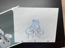 Load image into Gallery viewer, The Flintstones - Original animation cel and drawing of Frederick "Fred" Flintstone, with painted background