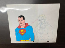 Load image into Gallery viewer, The Superman/Aquaman Hour of Adventure - Original animation cel and drawing of Superman