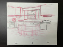 Load image into Gallery viewer, The Simpsons - Original drawing of Simpsons kitchen (scene background)