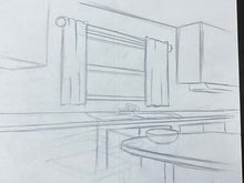 Load image into Gallery viewer, The Simpsons - Original drawing of Simpsons kitchen (scene background)