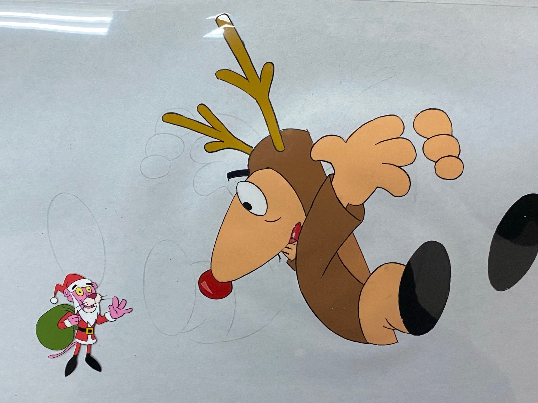 Pink Panther Christmas episode, original animation cel and drawing