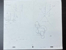 Load image into Gallery viewer, The Simpsons - Original drawing of Homer Simpson, with animatic notes