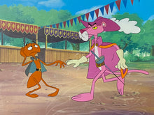 Load image into Gallery viewer, Pink Panther 2 original animation cels, with printed background