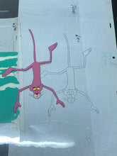 Load image into Gallery viewer, Pink Panther swimming, 2 original animation cels and drawings - BIG SIZE, rare