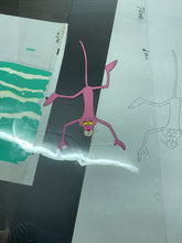 Load image into Gallery viewer, Pink Panther swimming, 2 original animation cels and drawings - BIG SIZE, rare