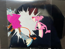Load image into Gallery viewer, Pink Panther with Robot, 2 original animation cels and drawings + Original Background