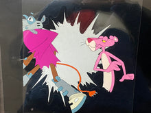 Load image into Gallery viewer, Pink Panther with Robot, 2 original animation cels and drawings + Original Background