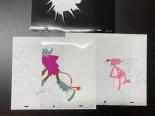 Load image into Gallery viewer, Pink Panther with Robot, 2 original animation cels and drawings + Original Background