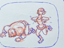Load image into Gallery viewer, The Simpsons - Original drawing of Warren Sapp and Michelle Kwan, (Episode: Homer and Ned's Hail Mary, 2005)