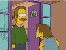 Load image into Gallery viewer, The Simpsons - Original drawing of Ned Flanders and Nelson Muntz (Episode: Home Away from Homer, 2005)