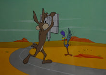 Load image into Gallery viewer, Looney Tunes - Original animation cel and drawing of Wile E. Coyote &amp; Road Runner, Framed
