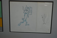 Load image into Gallery viewer, Looney Tunes - Original animation cel and drawing of Wile E. Coyote &amp; Road Runner, Framed
