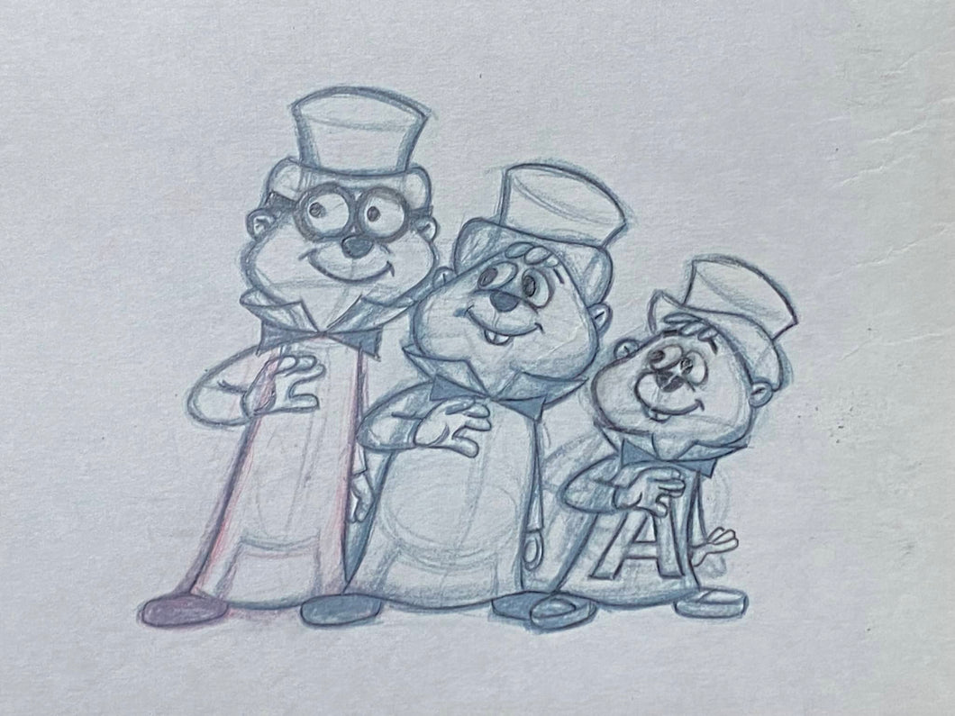 The Alvin Show (1961) Original animation drawing of Alvin & The Chipmunks, top and rare!