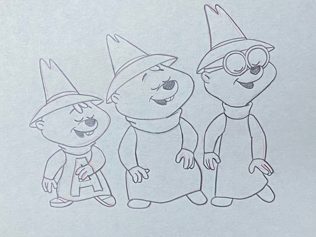 The Alvin Show (1961) Original animation drawing of Alvin & The Chipmunks, top and rare!