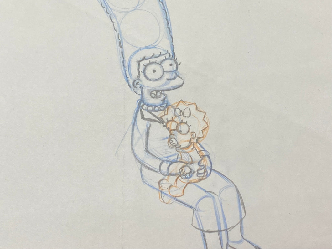 The Simpsons - Original drawing of Marge and Maggie Simpson