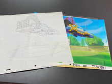 Load image into Gallery viewer, Back to the Future - Original animation cel and drawing of DeLorean, with painted background
