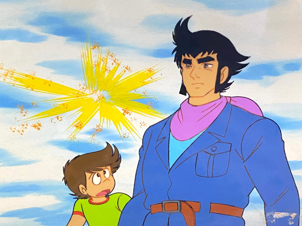 Great Mazinger - Original animation cel of Tetsuya Tsurugi and Shiro Kabuto, with master painted background