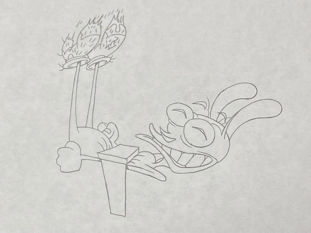 The Ren & Stimpy Show - Original animation drawing from Spümcø, signed by an animator