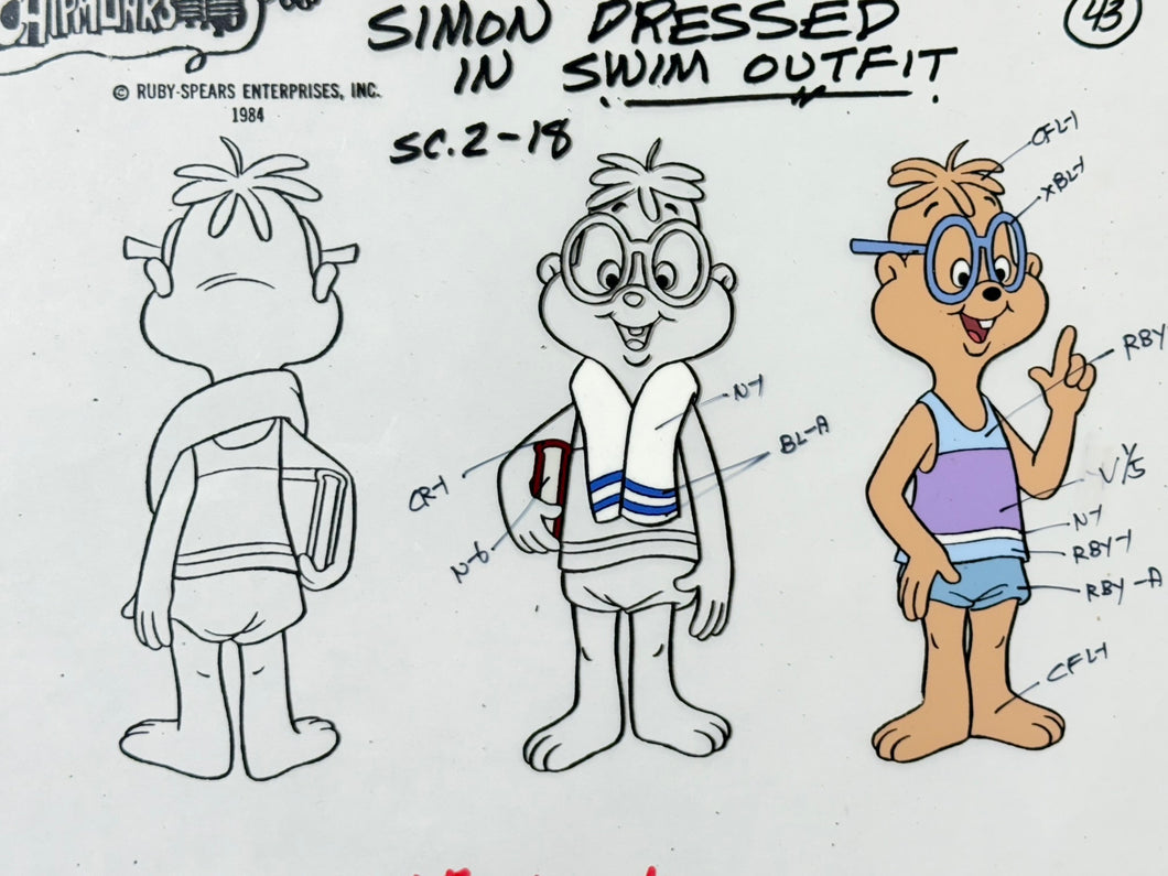 Alvin and the Chipmunks (1983 TV series) - Original animation model cel