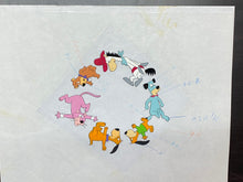 Load image into Gallery viewer, Original animation cel and drawing of Yogi Bear, Snagglepuss, Doggie Daddy &amp; son, Huckleberry Hound and Quick Draw McGraw

