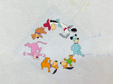 Load image into Gallery viewer, Original animation cel and drawing of Yogi Bear, Snagglepuss, Doggie Daddy &amp; son, Huckleberry Hound and Quick Draw McGraw
