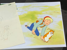 Load image into Gallery viewer, The Wonderful Adventures of Nils (1980) - Original animation cel and drawing, with copy background
