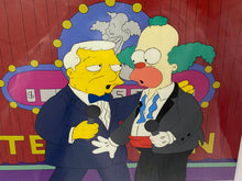 Load image into Gallery viewer, The Simpsons - Original animation cel of Krusty The Clown and Frank Sinatra, Episode: &#39;Black Widower&#39; (1992)
