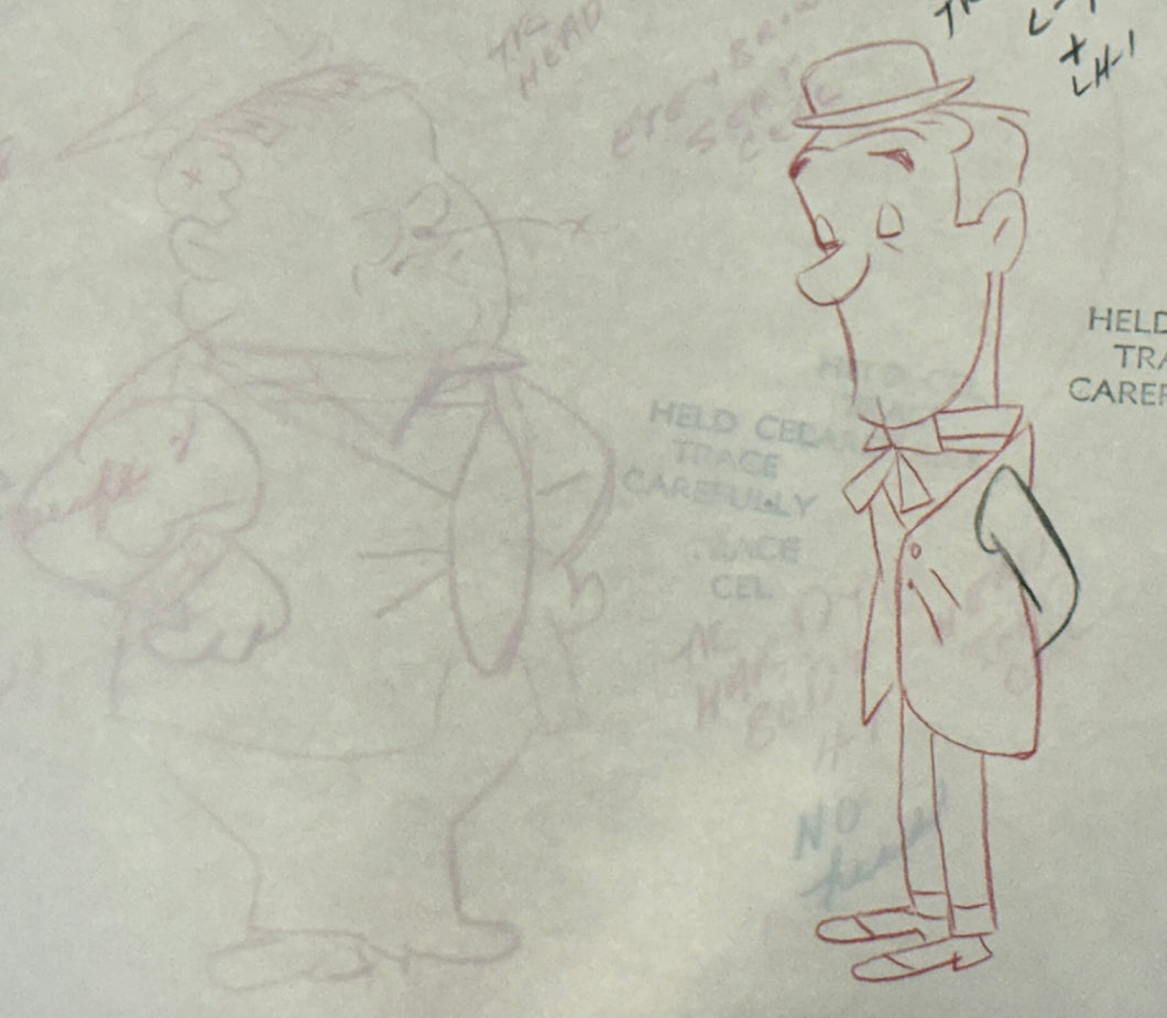Laurel and Hardy (1966) - 3 x Original animation drawings of Laurel and Hardy