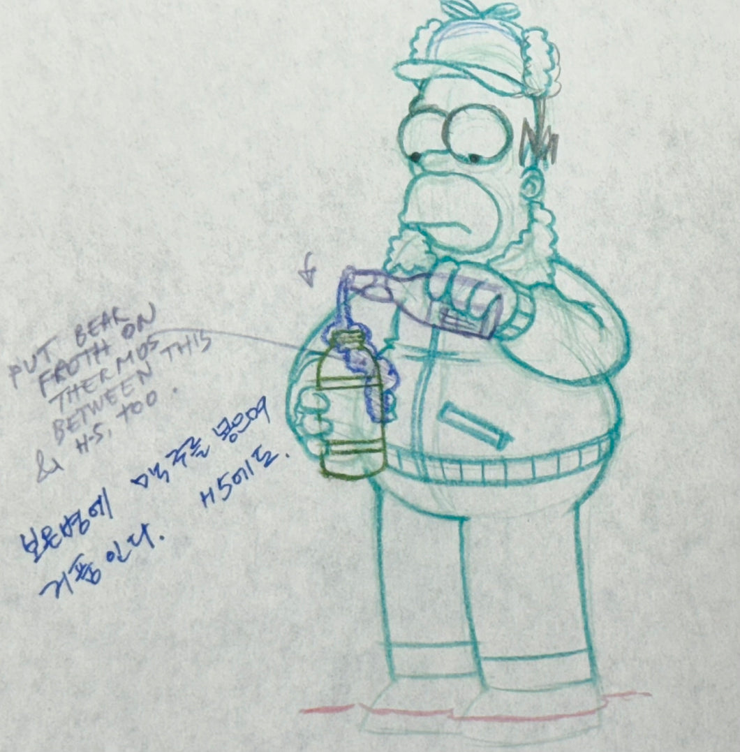 The Simpsons - Original drawing of Homer Simpson, Episode: 'Mr. Plow' (1992)