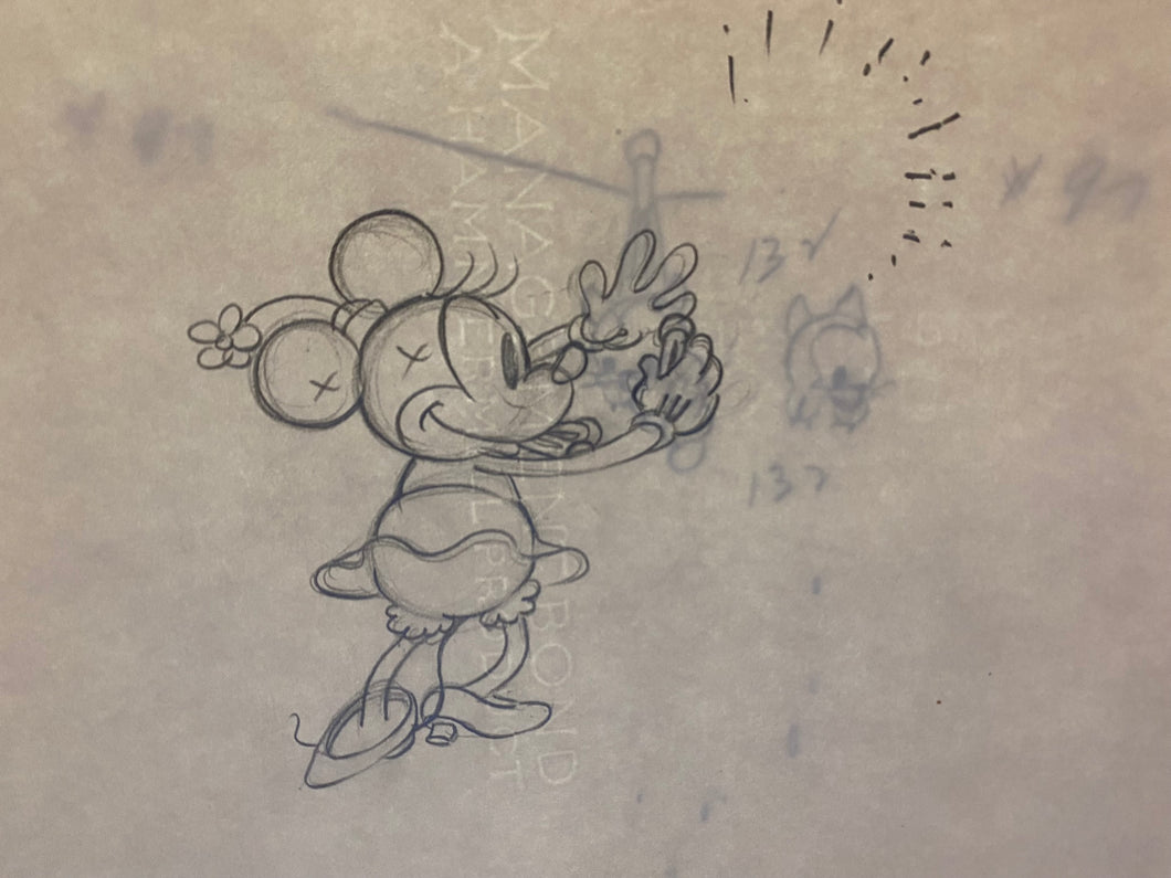 Mickey's Pal Pluto (Walt Disney, 1933) - Minnie Mouse and Kittens Animation Drawing Group of 2