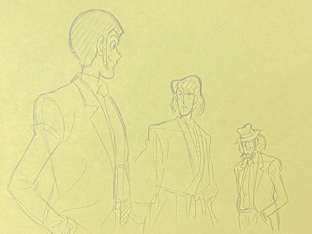 Lupin III - 6 x Original animation drawings of Lupin, full set scene
