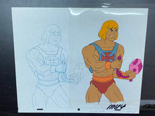 Load image into Gallery viewer, He-Man and the Masters of the Universe - Original animation cel and drawing of He-Man
