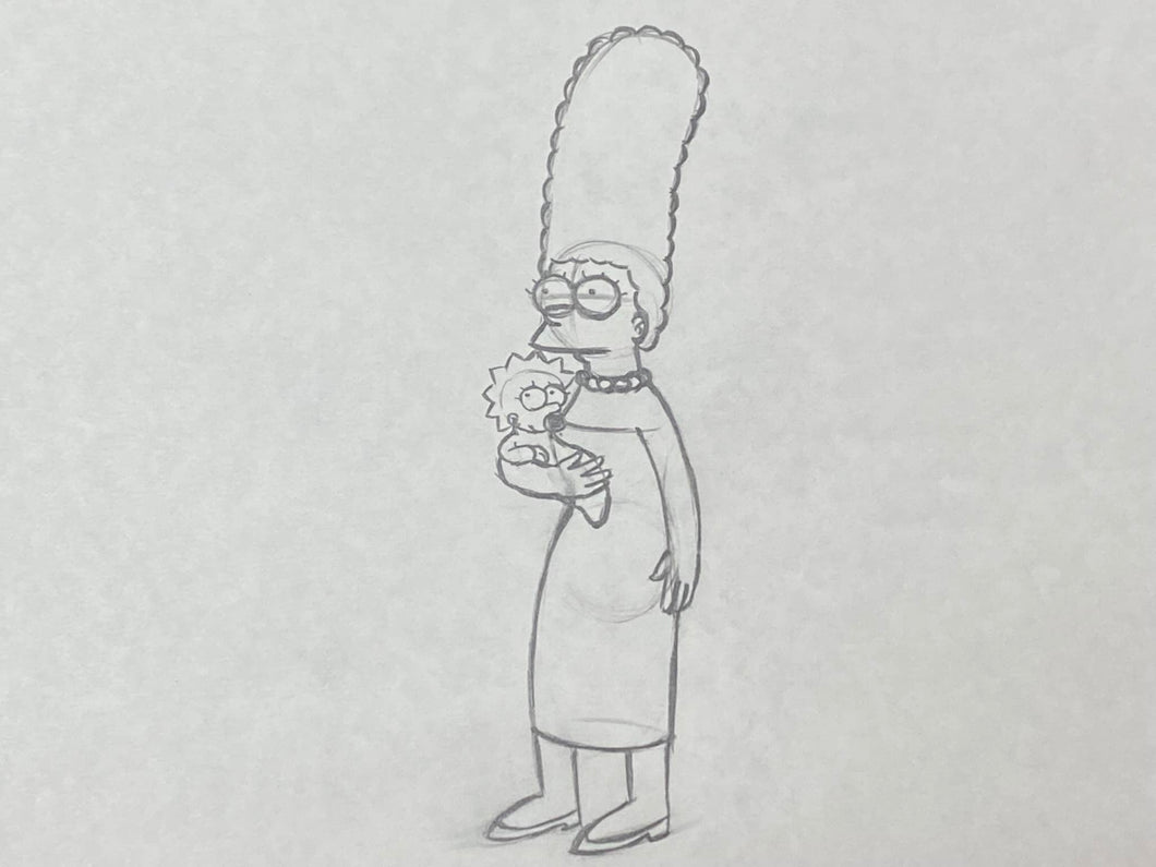 The Simpsons - Original drawing of Marge and Maggie Simpson