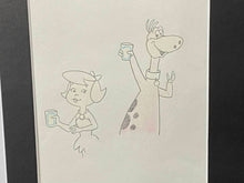 Load image into Gallery viewer, The Flintstones - Original animation cel and drawing of Betty and Dino
