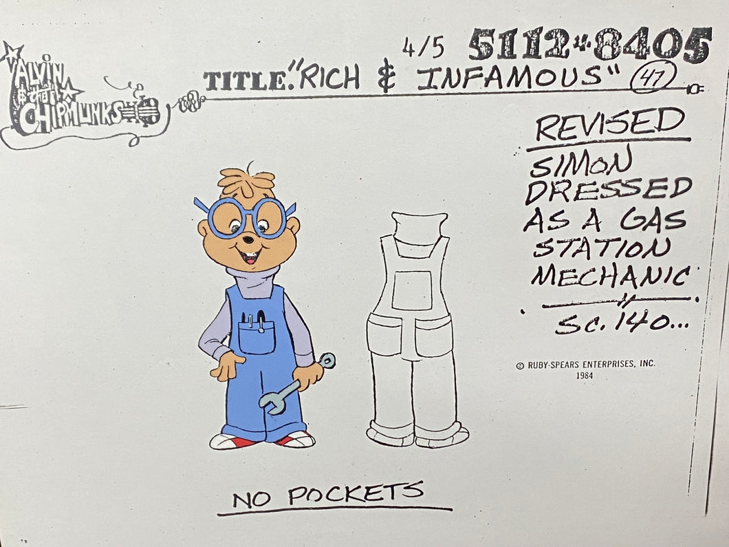 Alvin and the Chipmunks (1983 TV series) - Original animation model cel