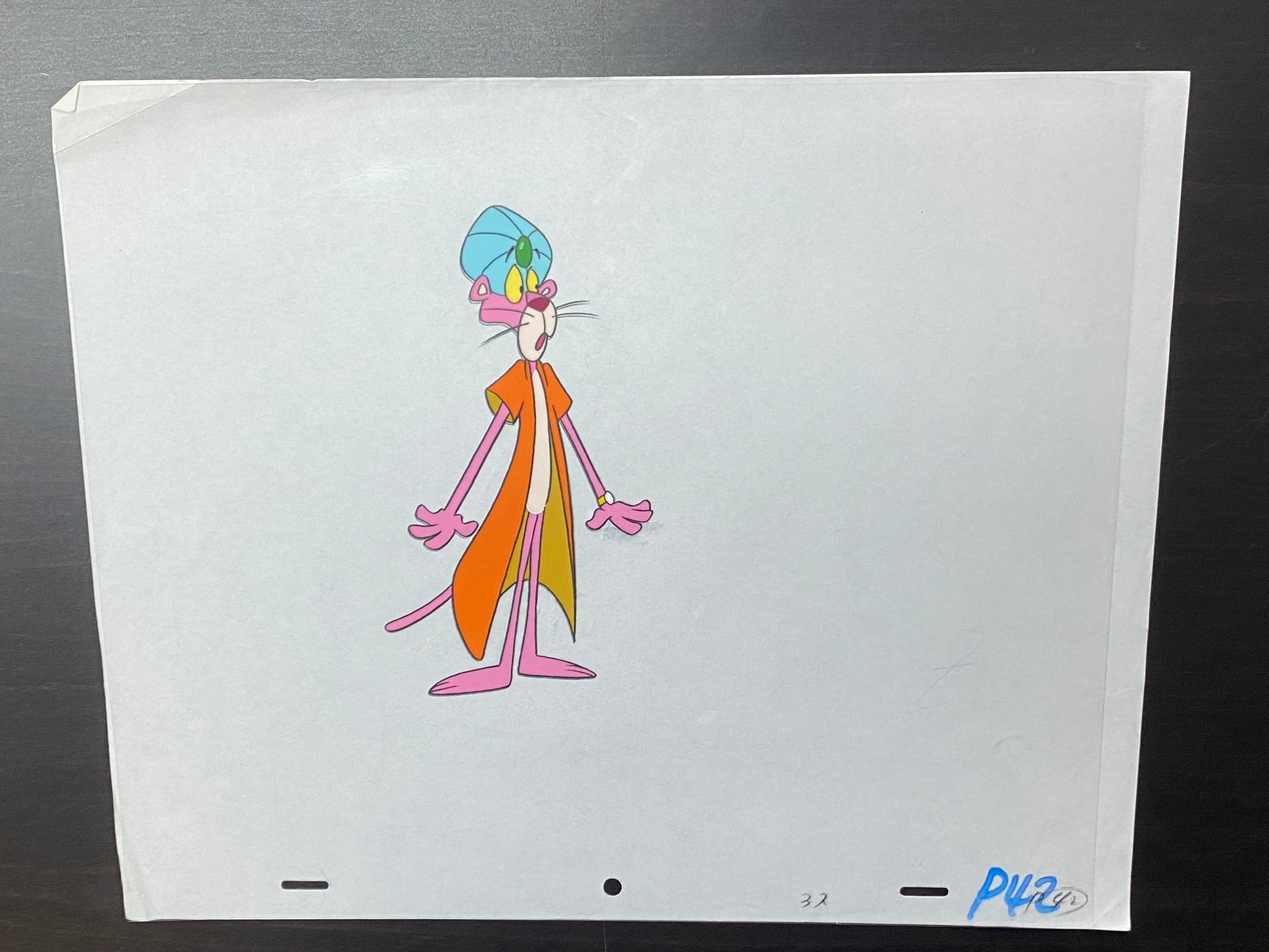 Pink Panther original animation cel and drawing, playing basket