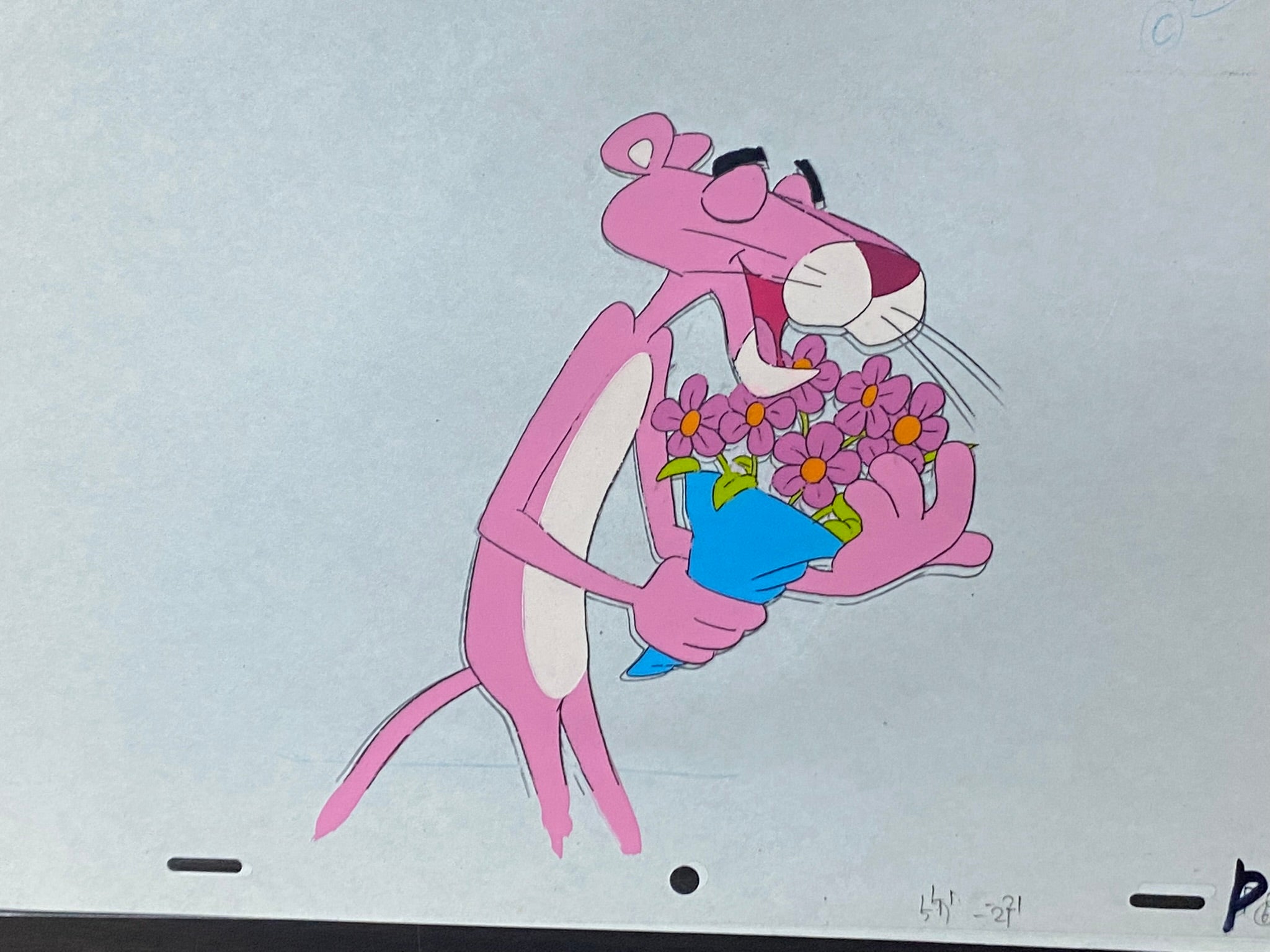 Pink Panther Christmas episode, original animation cel and drawing