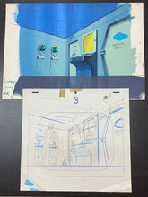 Load image into Gallery viewer, Captain Future - Original master painted background with matching animation drawing
