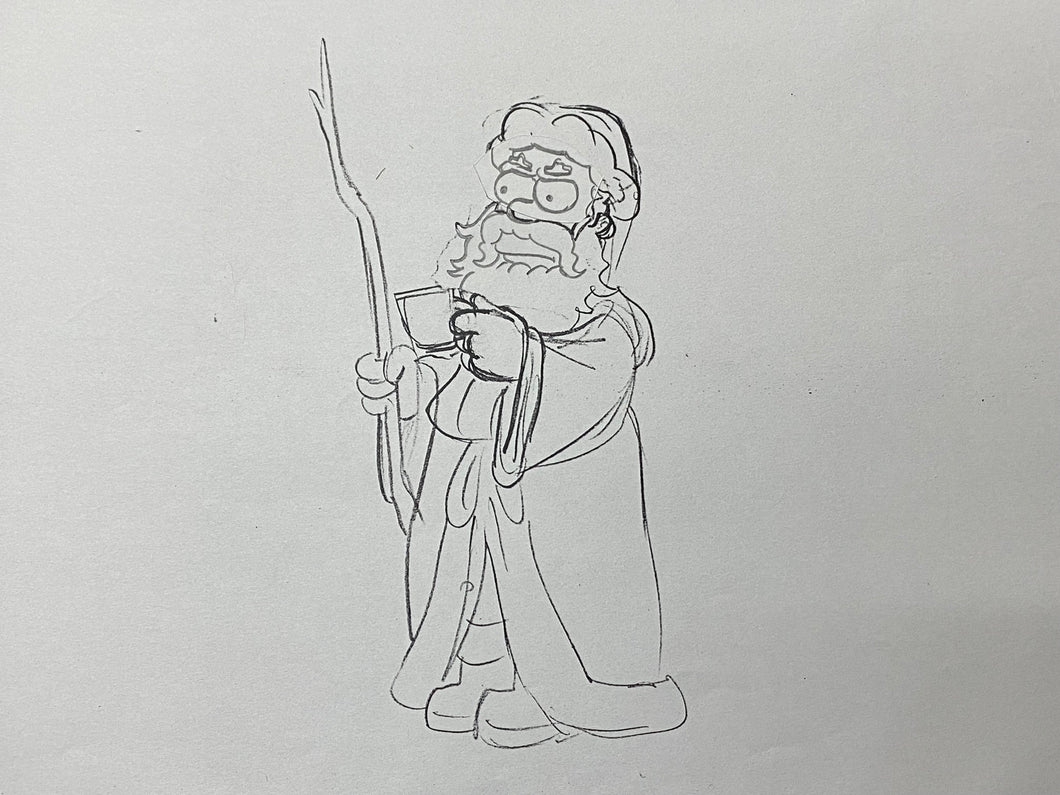 The Simpsons - Original drawing of Homer Simpson as Santa Claus (staff copy)