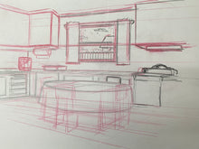 Load image into Gallery viewer, The Simpsons - Original drawing of Simpsons kitchen (scene background)
