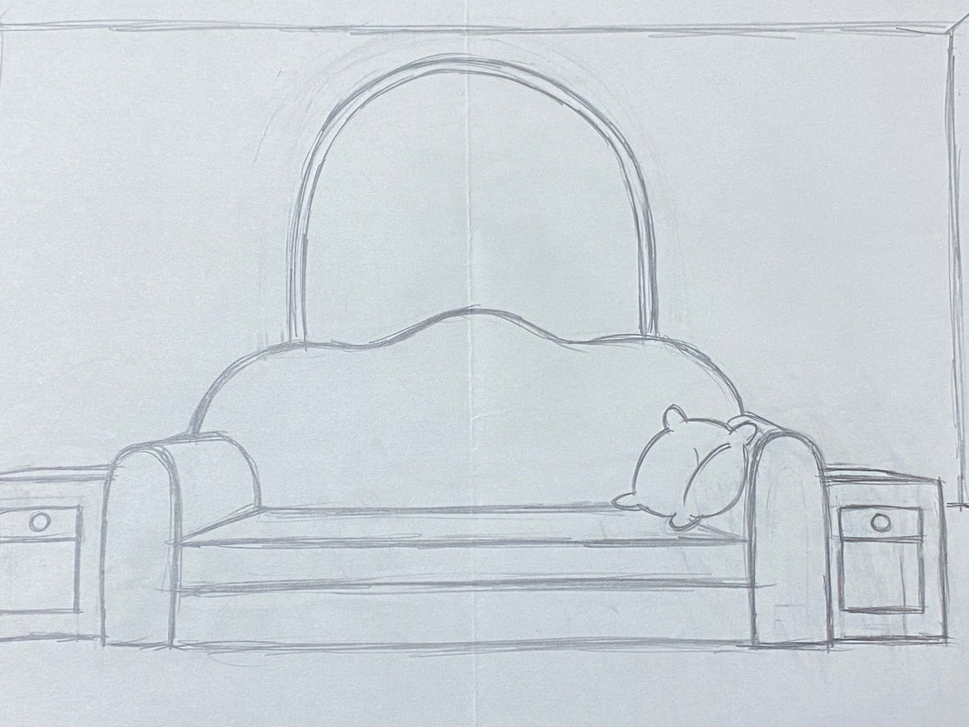 The Simpsons - Original drawing of Simpsons living room (scene background)