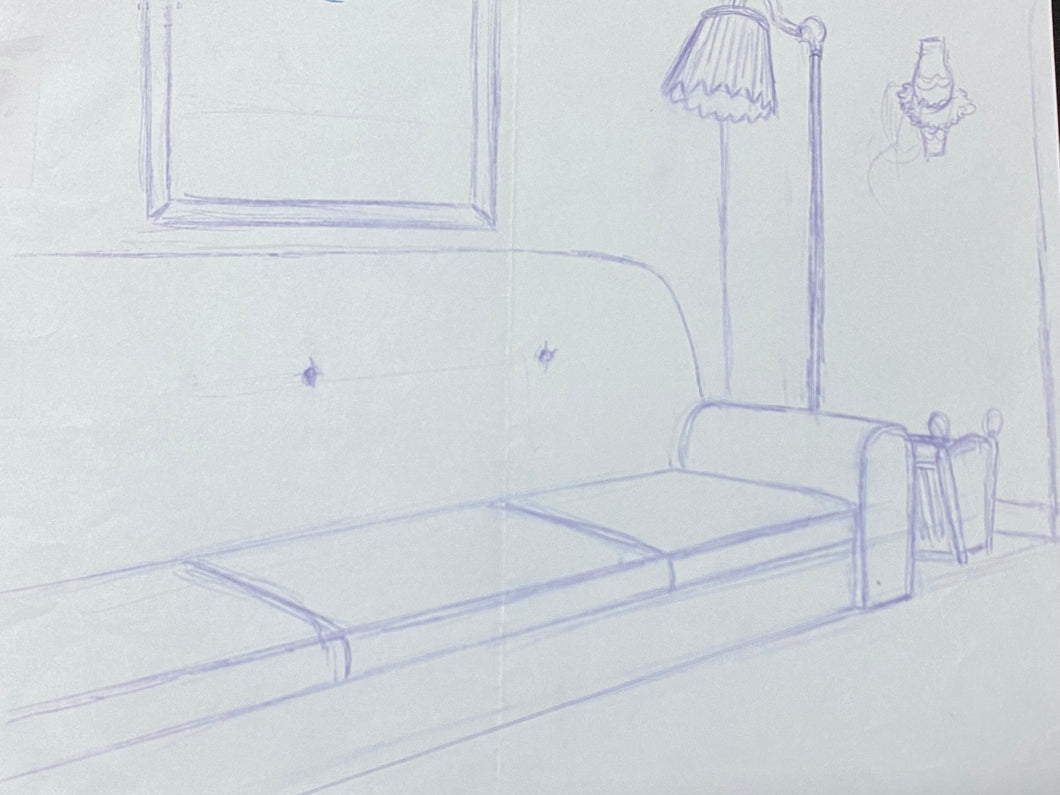 The Simpsons - Original drawing of Simpsons living room (scene background)